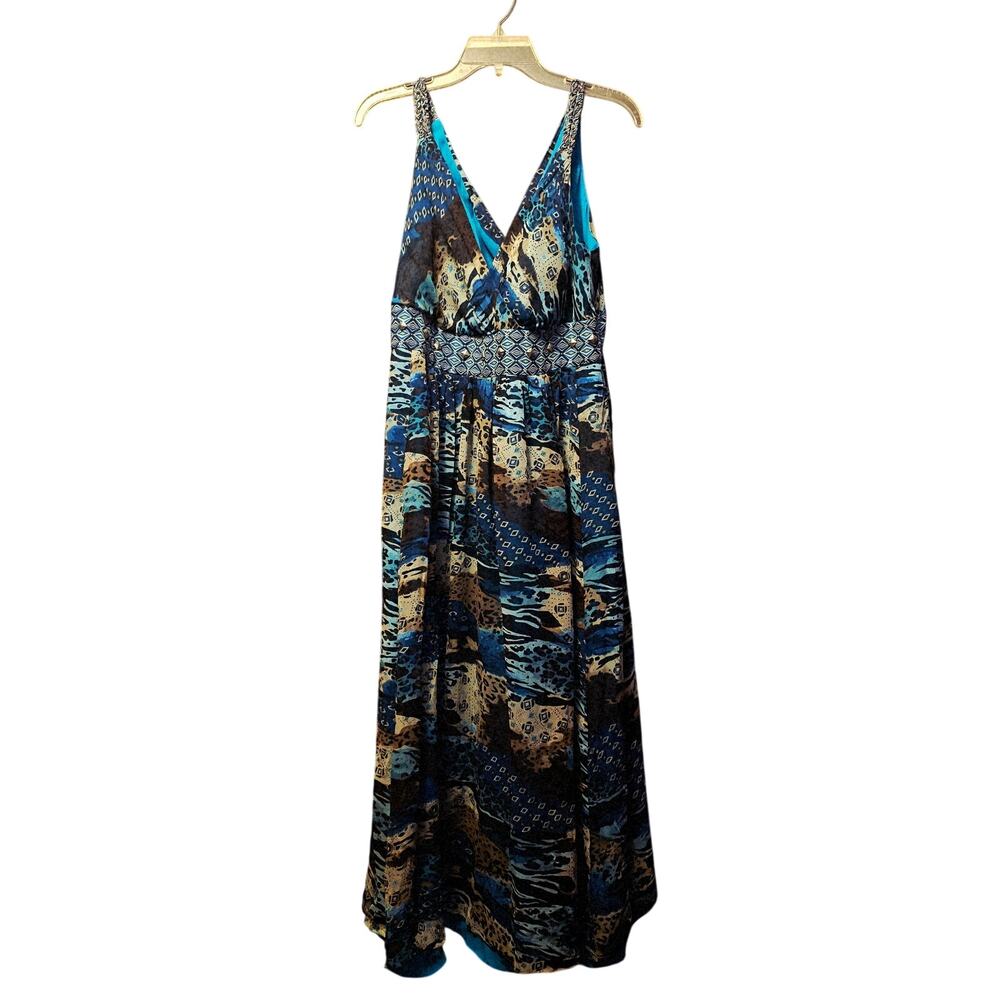 Signature By Robbie Bee silk v neck midi dress size 14W